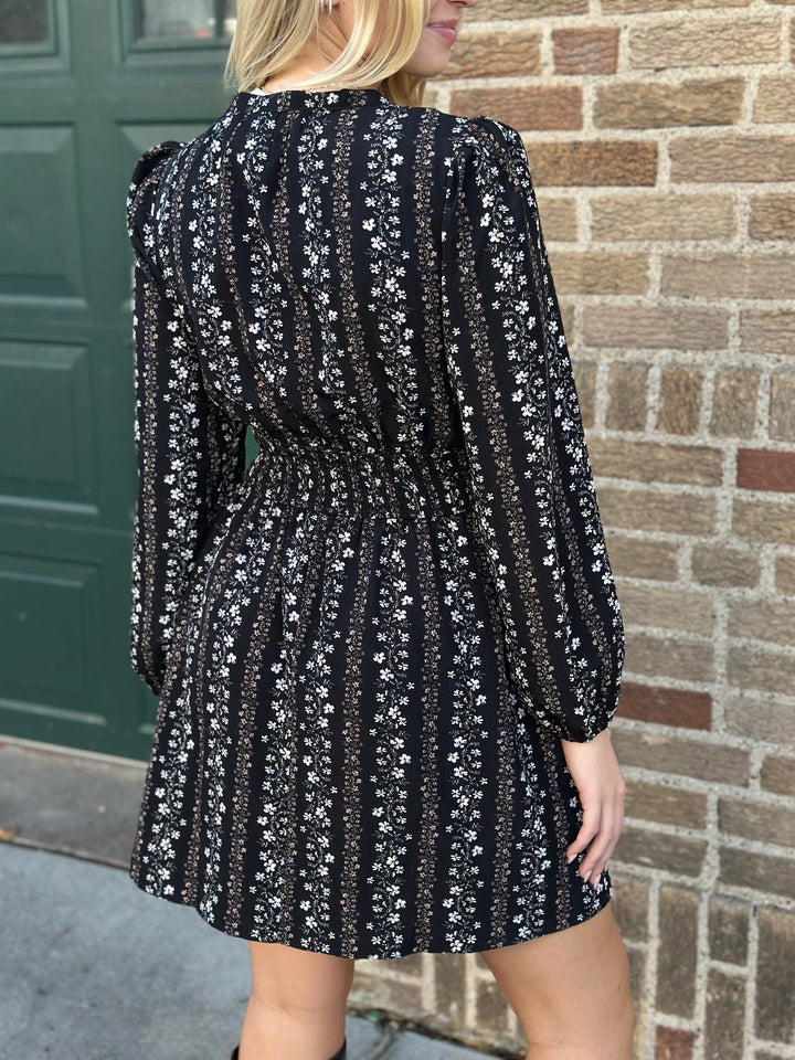 Puff Sleeve Smocked Waist Floral Dress