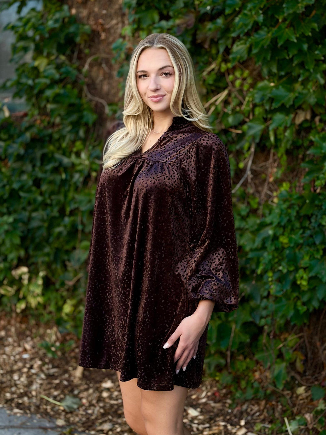 Frilled V-Neck Mini Dress