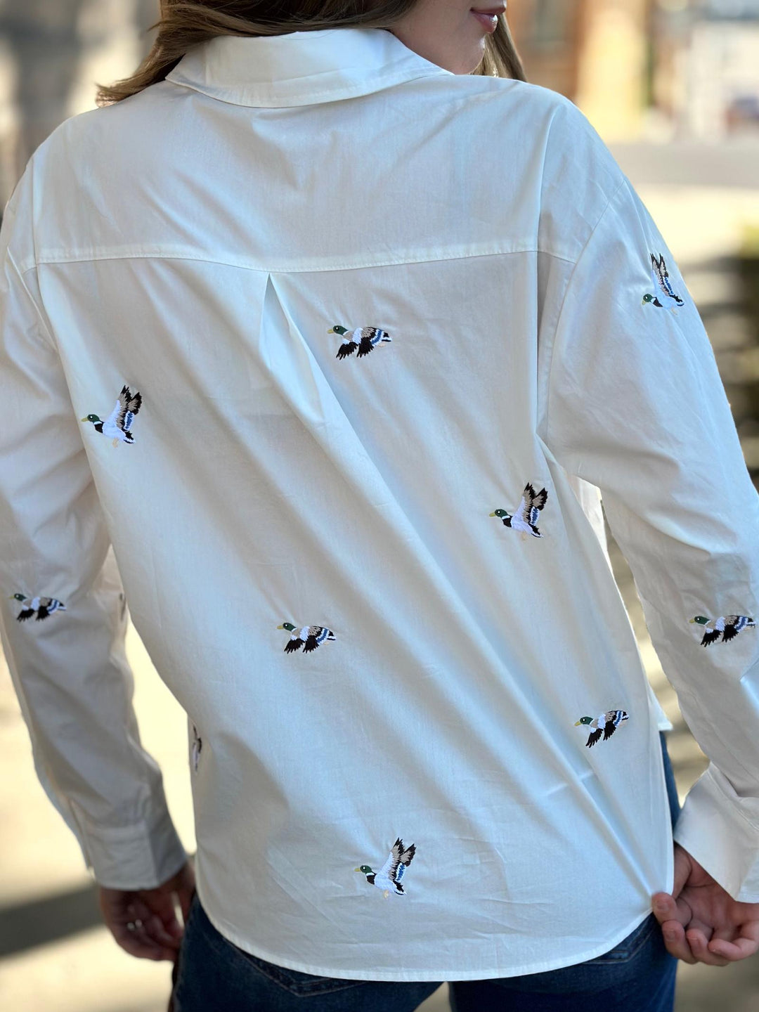 Embroidered Duck Button Down Shirt