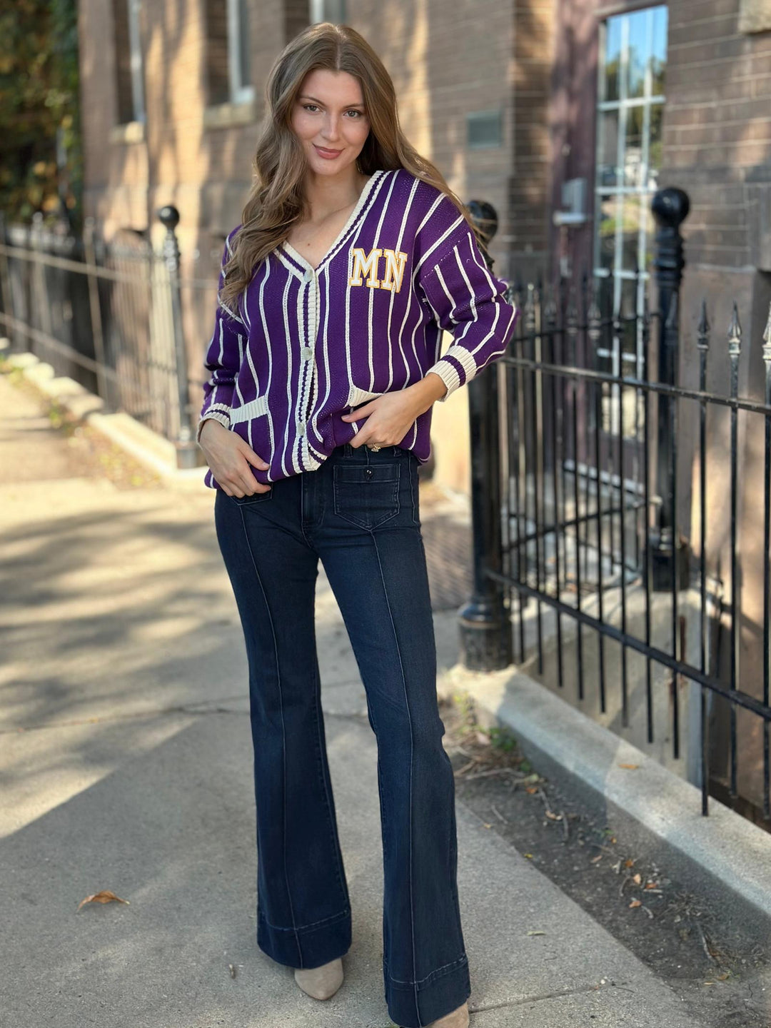 Minnesota Aplique Stripe Cardigan