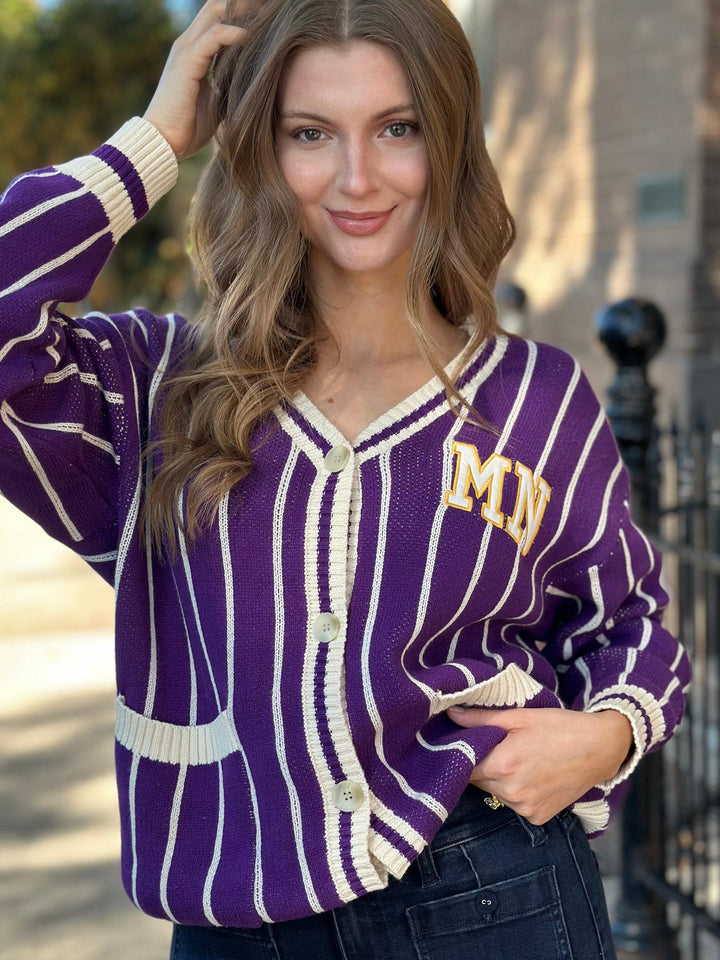 Minnesota Aplique Stripe Cardigan