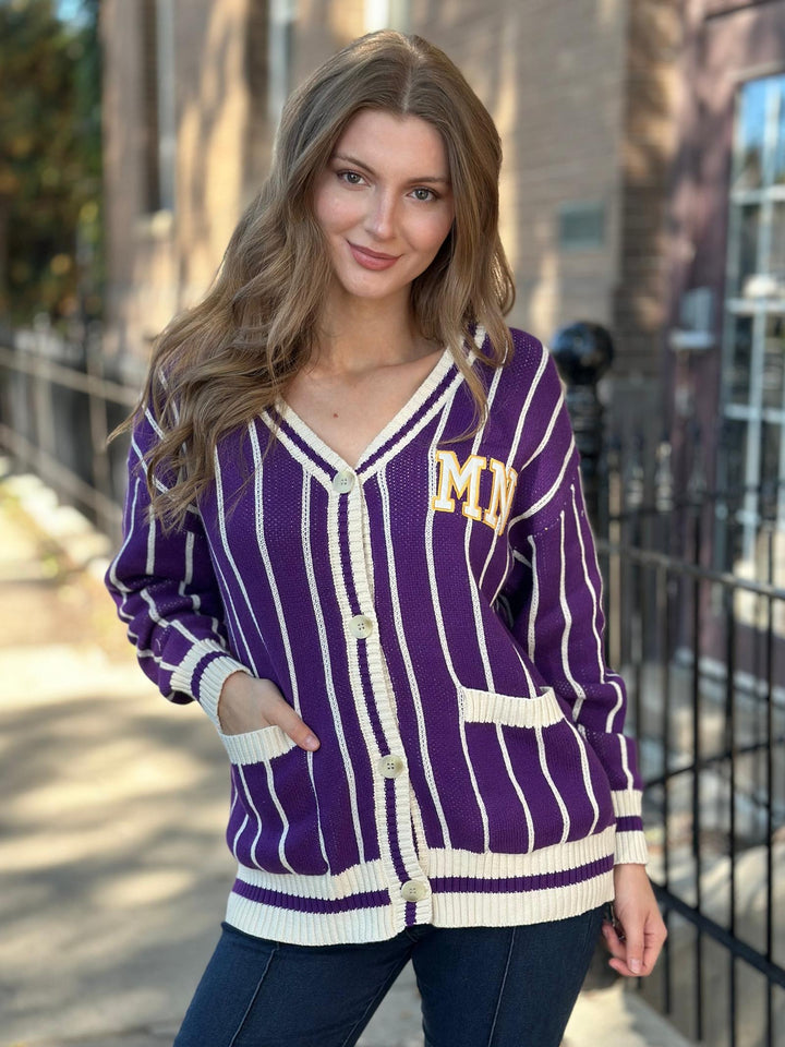 Minnesota Aplique Stripe Cardigan