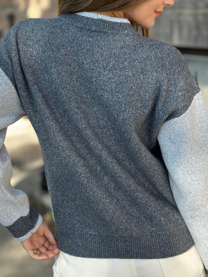 Democracy Long Sleeve Mock Neck Argyle Sweater