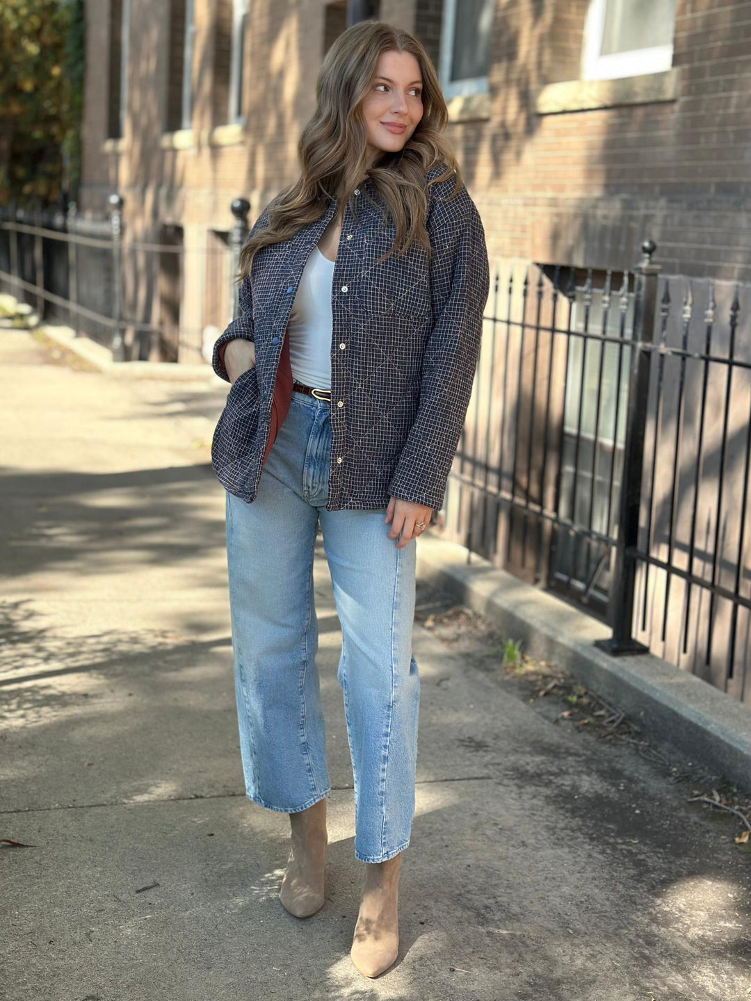 Checker Print Puffer Shacket