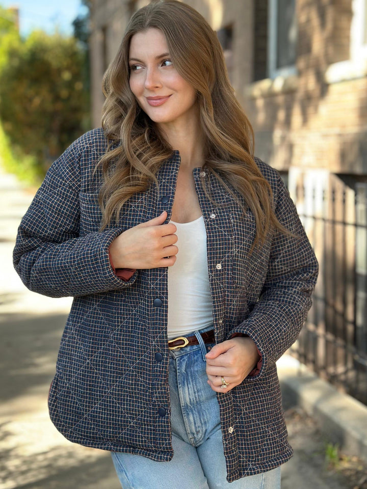 Checker Print Puffer Shacket