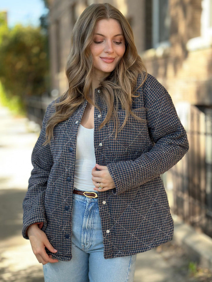 Checker Print Puffer Shacket