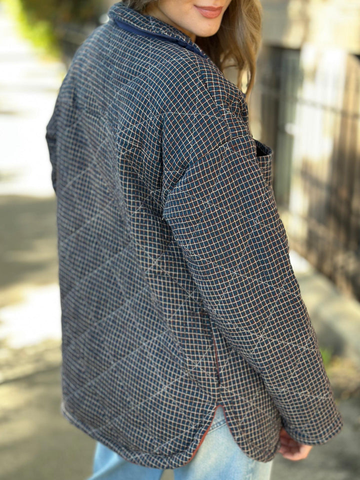 Checker Print Puffer Shacket