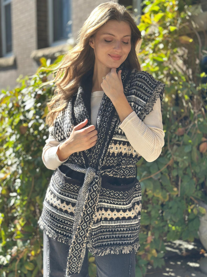 Elan Sleeveless Tie Waist Cardi