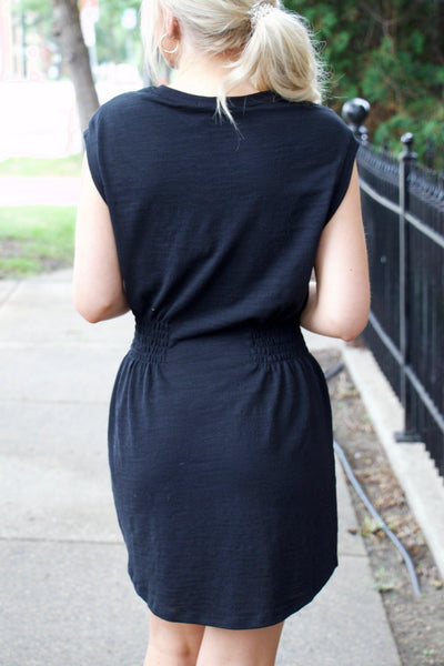 textured black dress