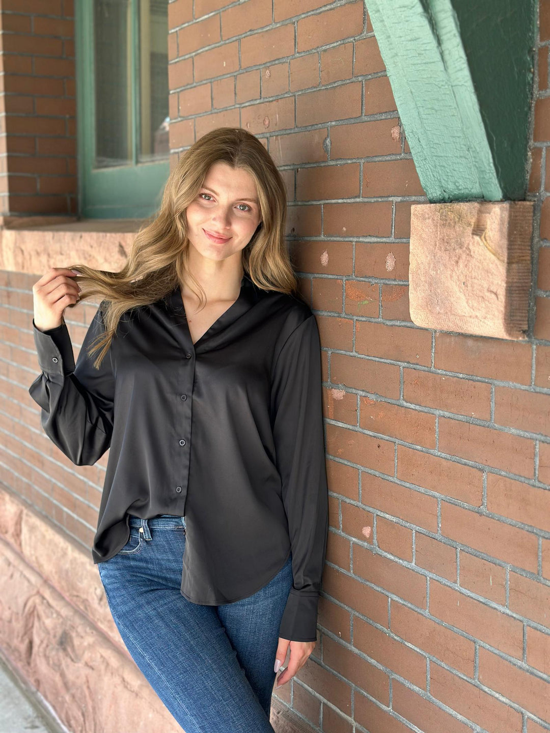 Satin Buttoned Down Shirt