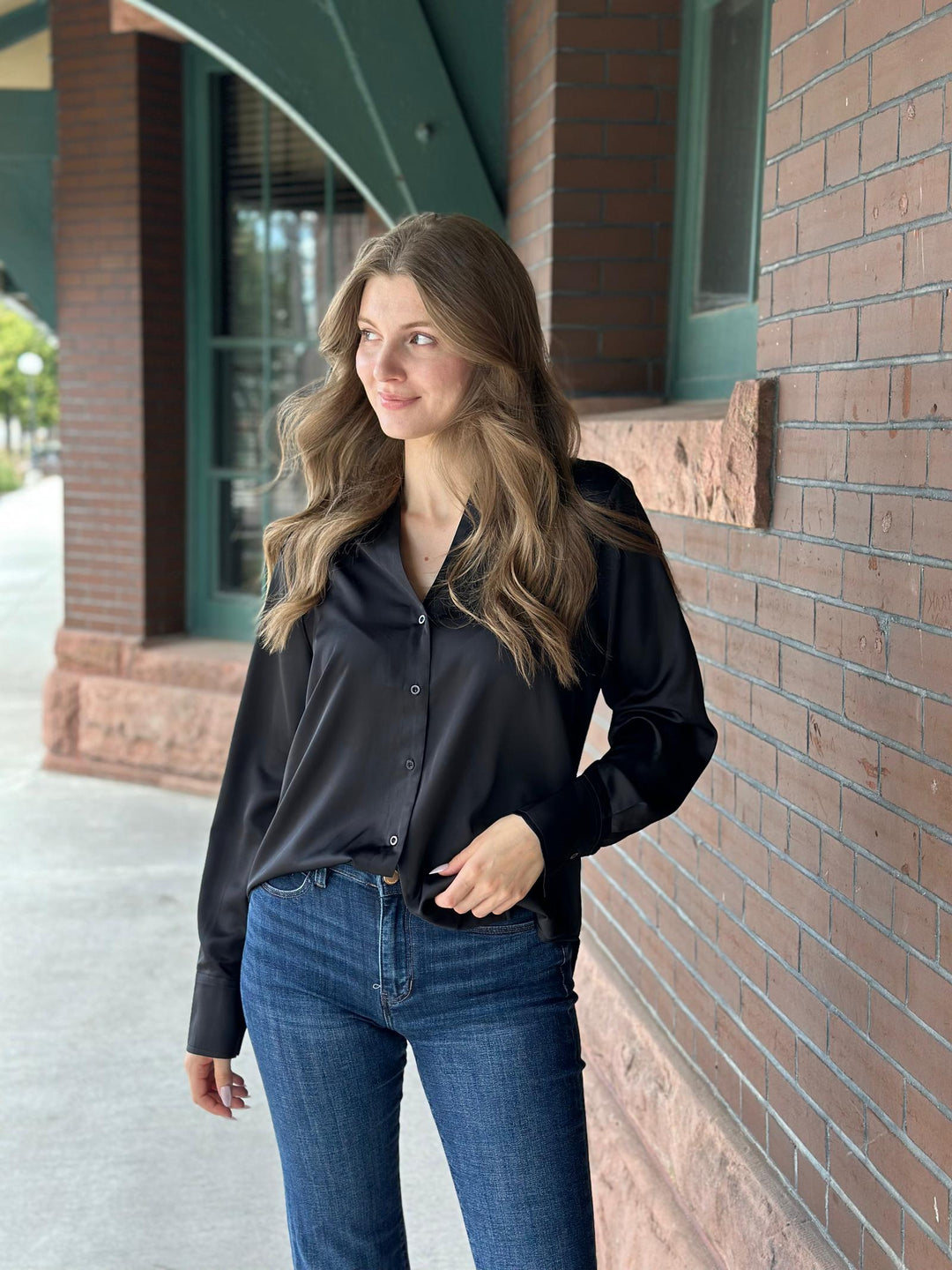 Satin Buttoned Down Shirt