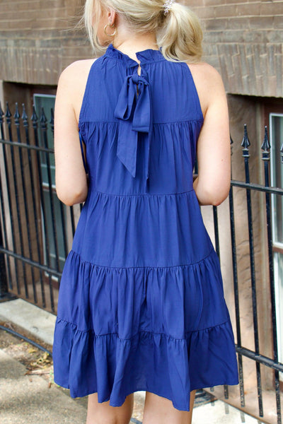 colored tie back dress