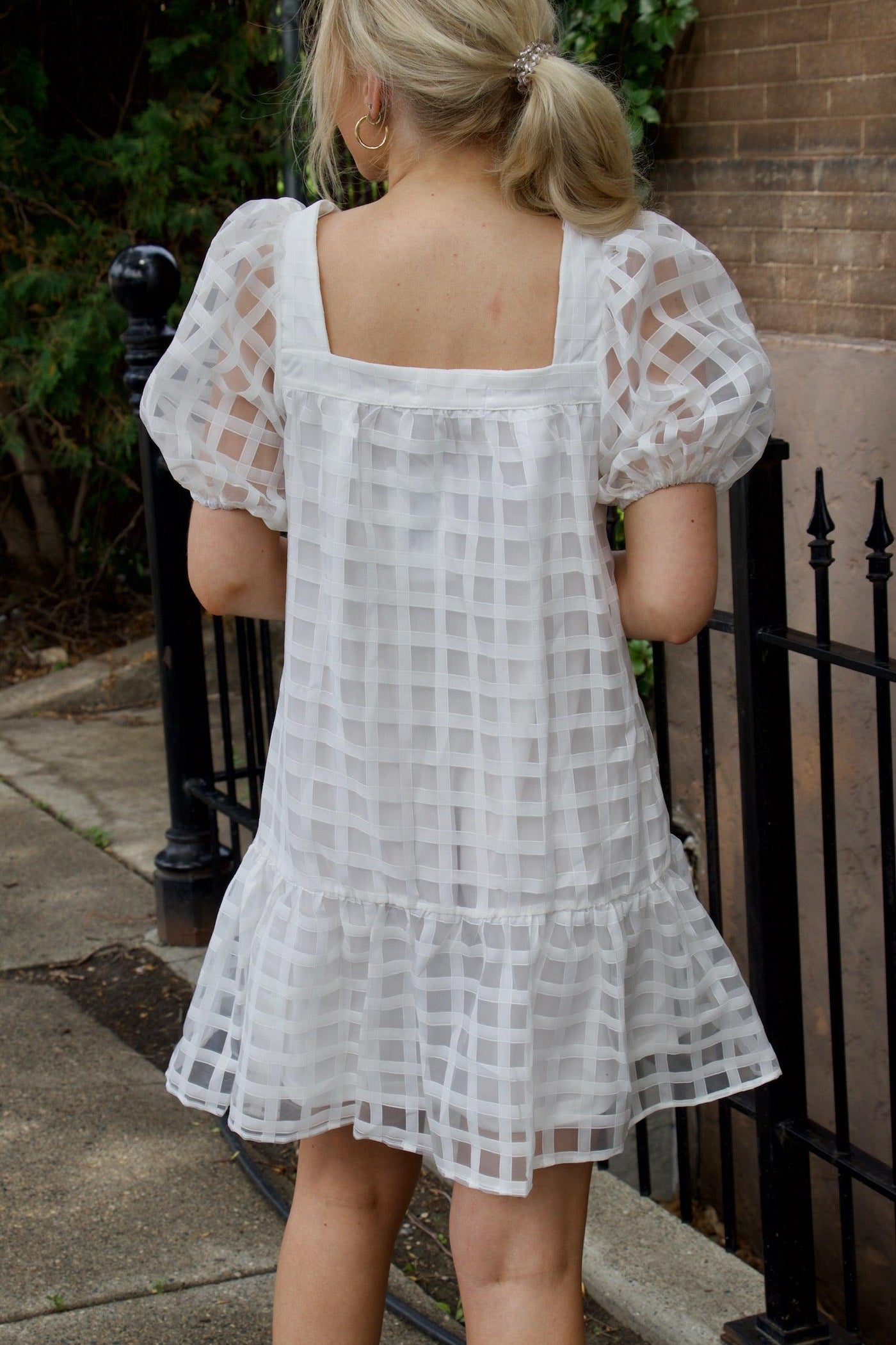 ruffle hem checkered dress