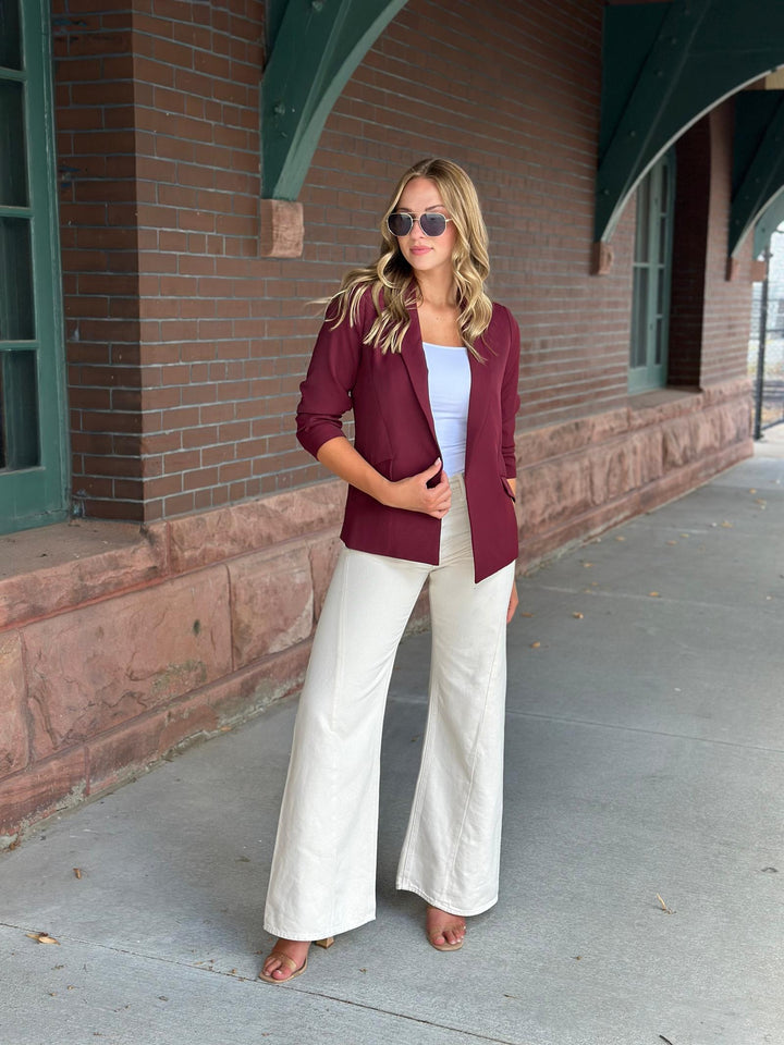 Skies Are Blue Classic Recycled Shirred Sleeve Blazer
