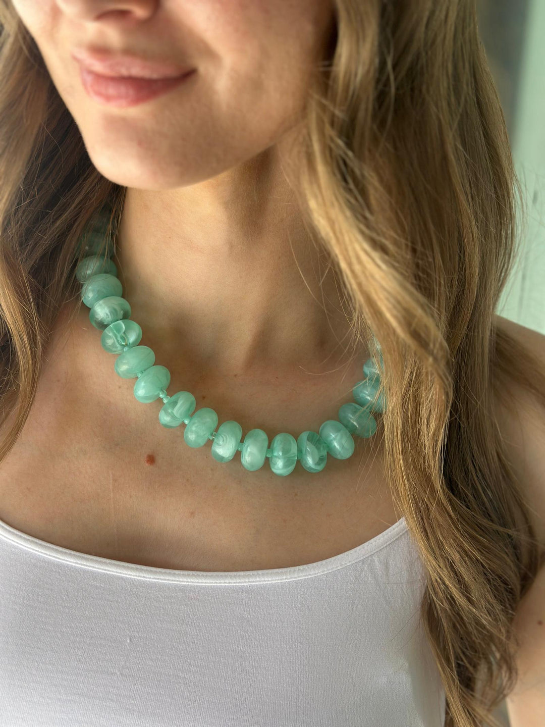 Chunky Beaded Natural Swirl Necklace