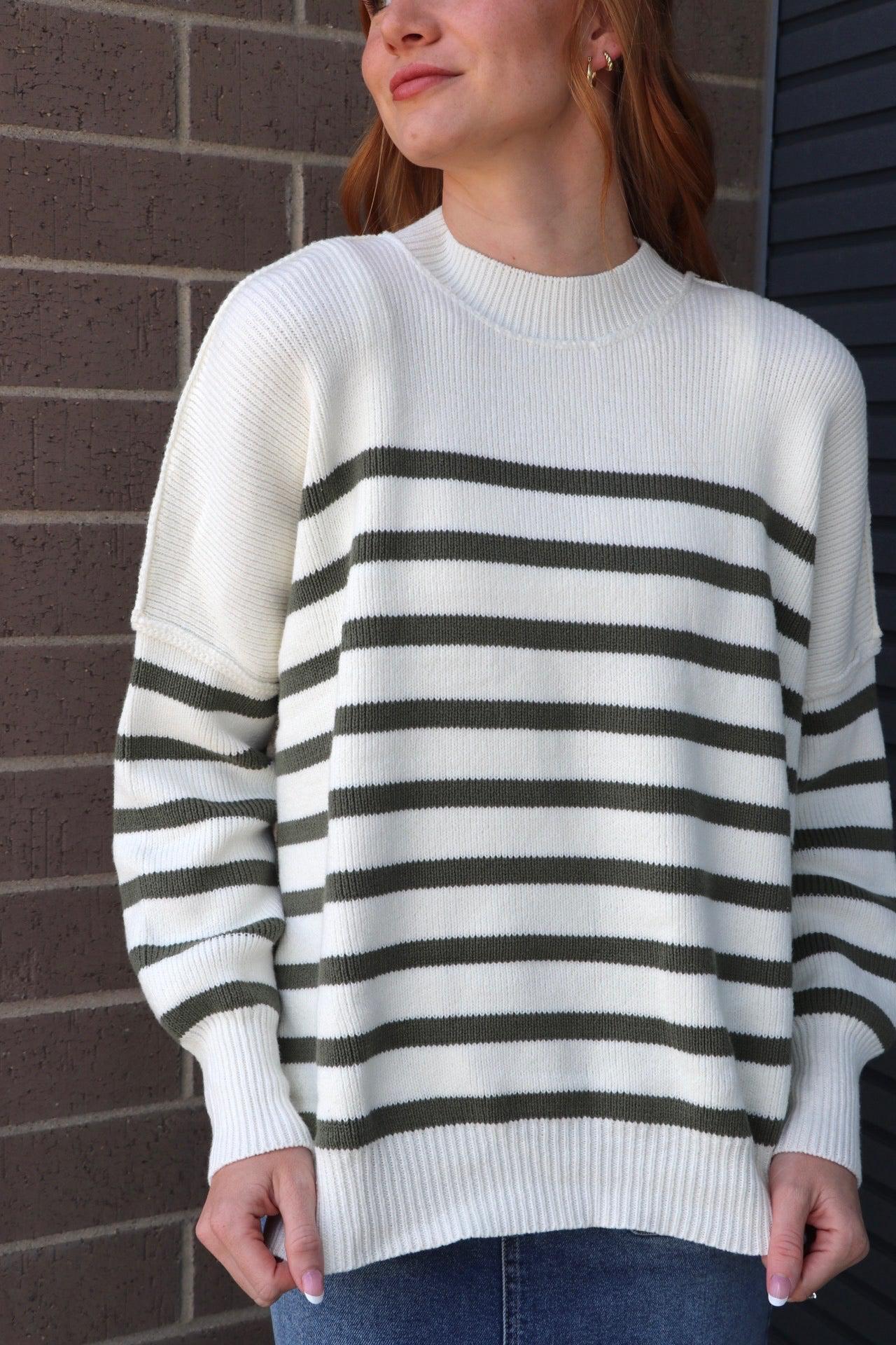 stripe drop shoulder sweater