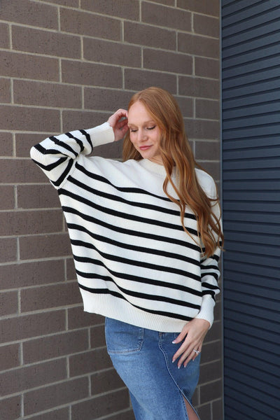 black and white sweater