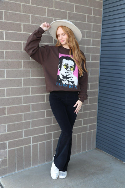 brown sweatshirt