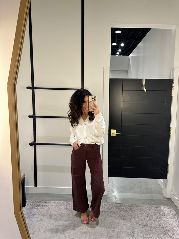 ivory pinch heart cardigan