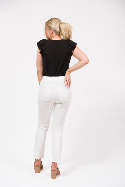 textured black short sleeve top
