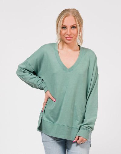 colored v-neck pullover