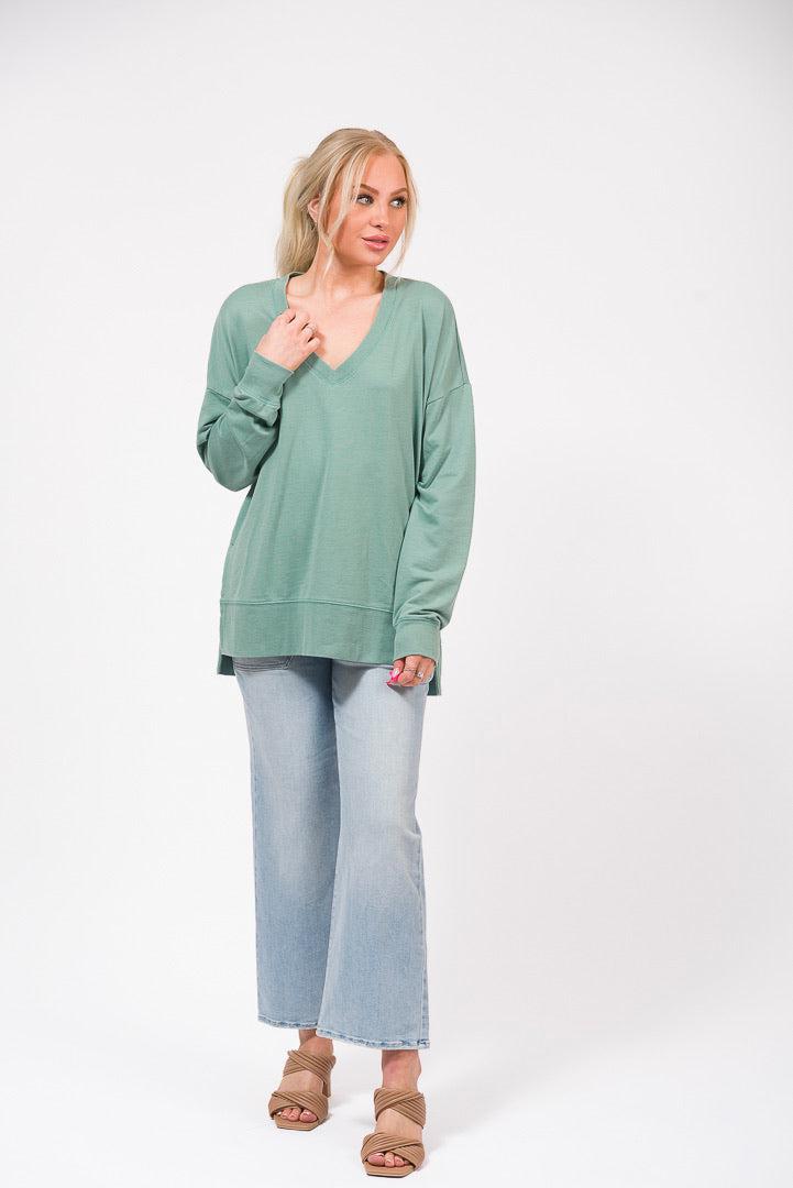 cozy v-neck pullover top