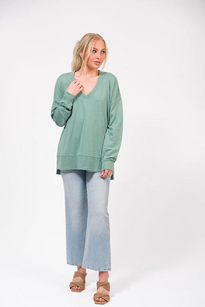 cozy v-neck pullover top
