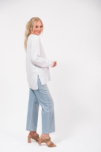 white vneck sweatshirt
