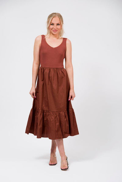 rust midi dress