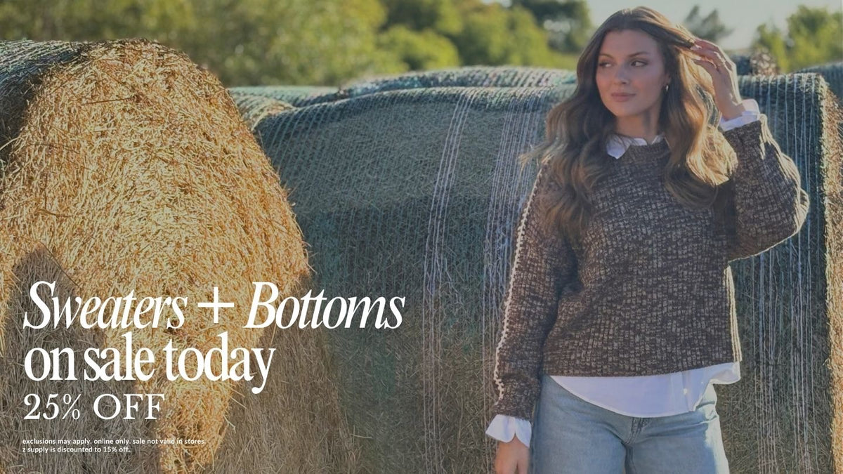 25% off sweaters + bottoms
