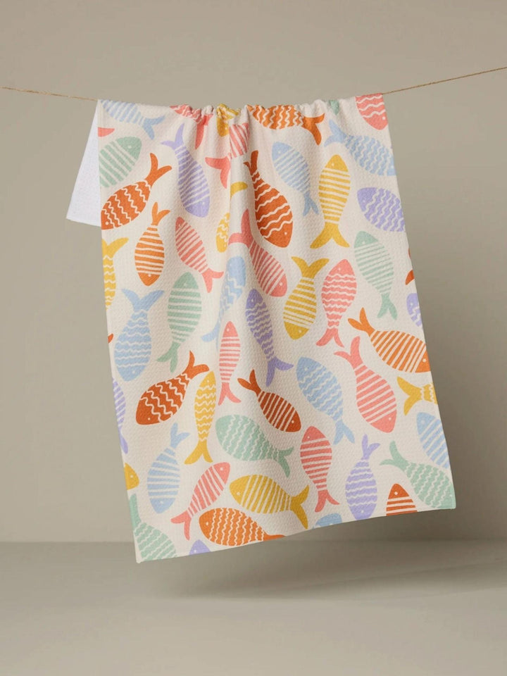 colorful fish dish towel