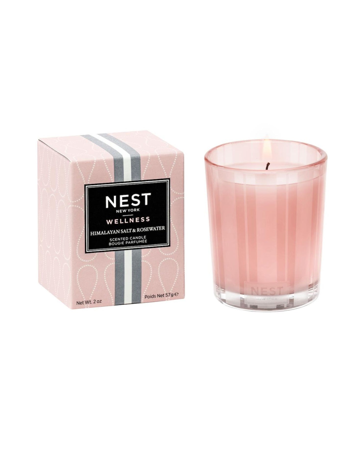 pink glass candle