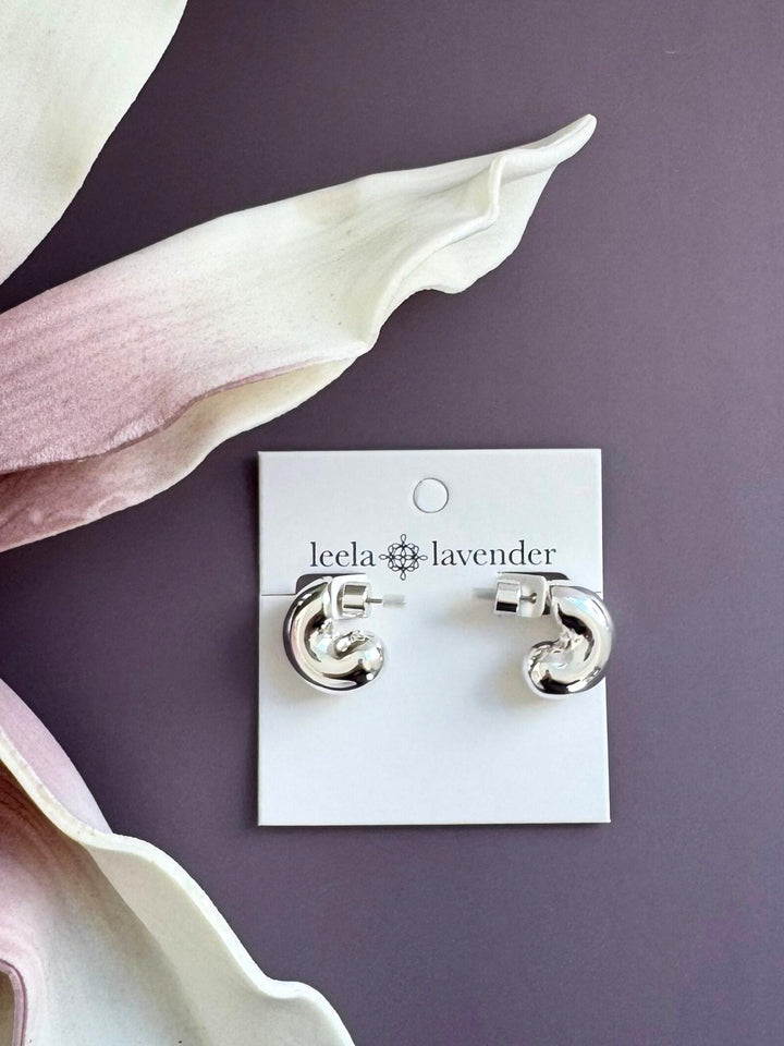 silver chunky huggie earrings