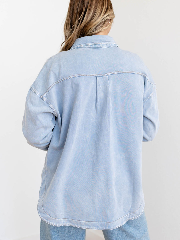 acid washed knit shacket