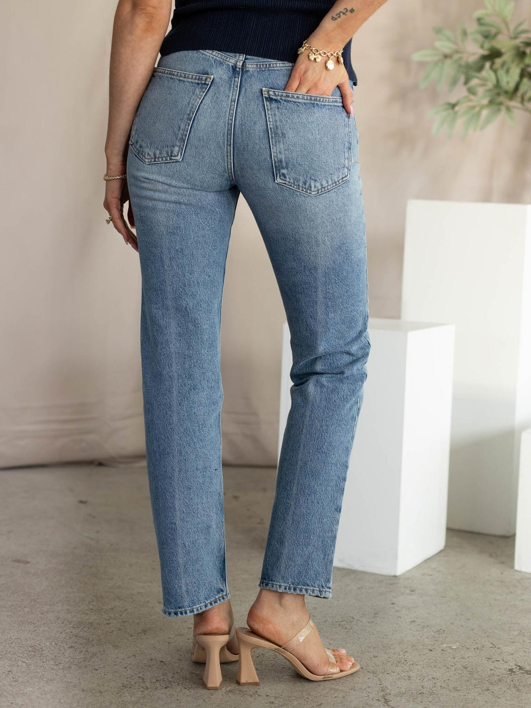 light wash straight leg agolde denim