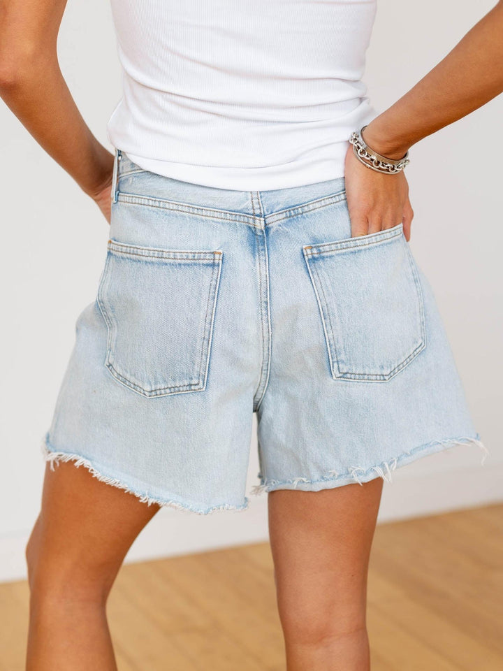 light wash denim shorts