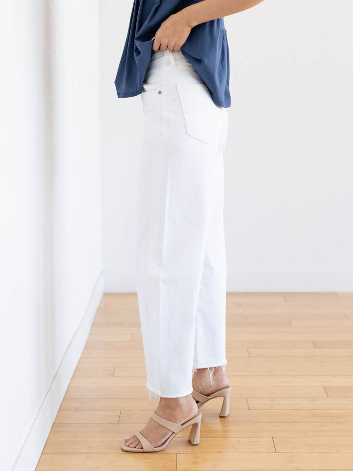 fray hem white denim
