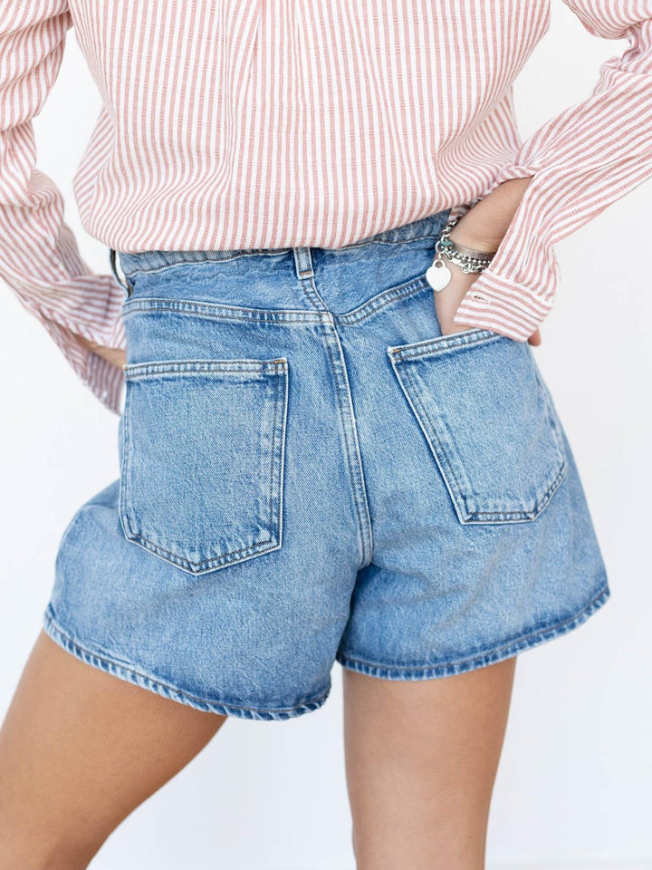 agolde paper bag denim shorts