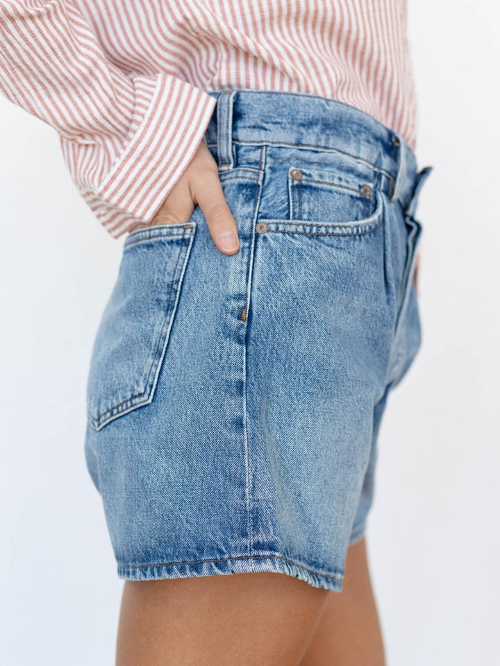 agolde paper bag denim shorts