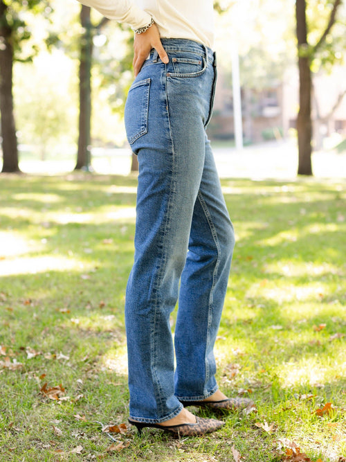 rigid high rise straight denim