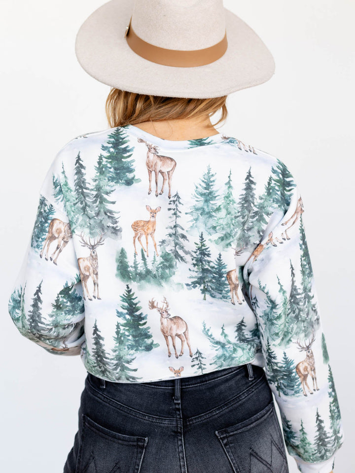 deer winter printed sweatshirt