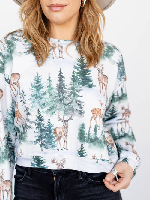 deer winter printed sweatshirt