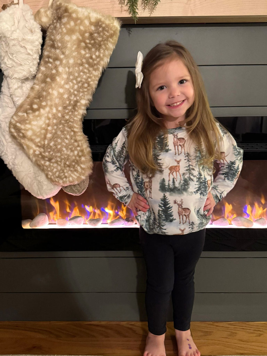 deer and winter printed sweatshirt