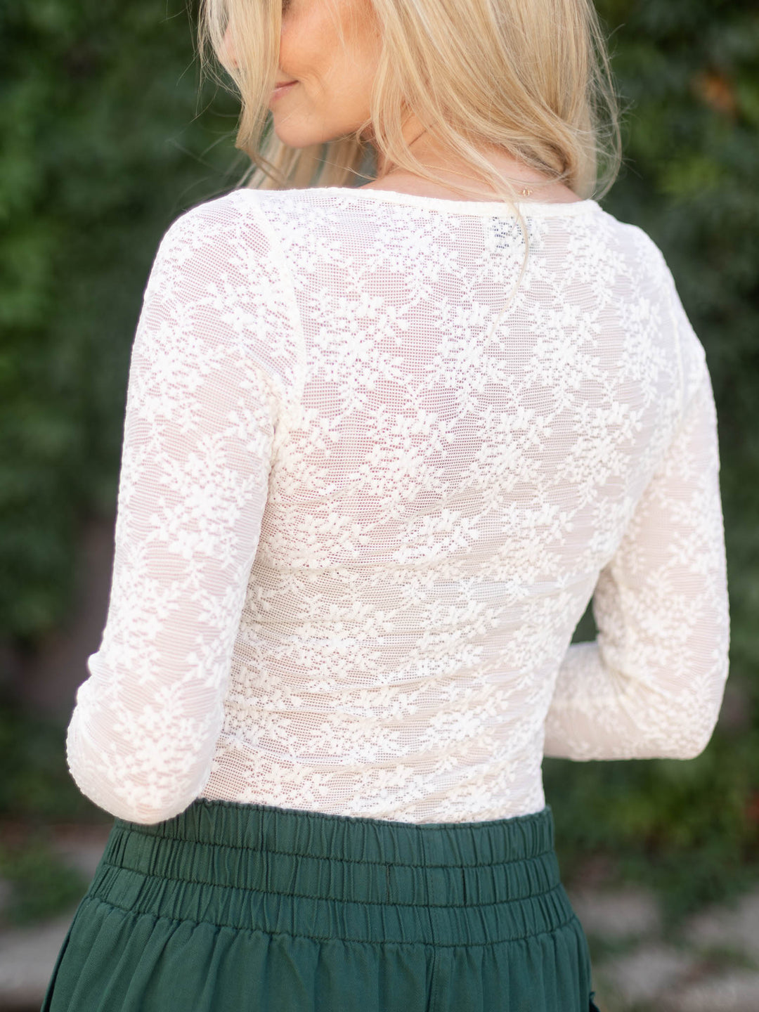 Allie Rose Heirloom Floral Mesh Knit Long Sleeve Top