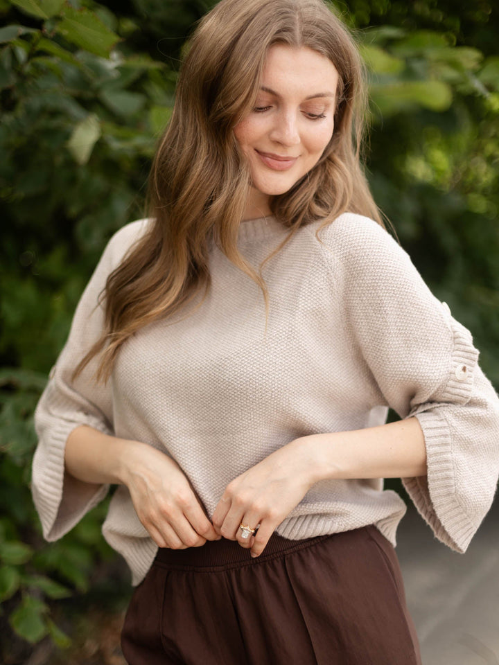 Allie Rose Moss Stitch Relaxed Sweater