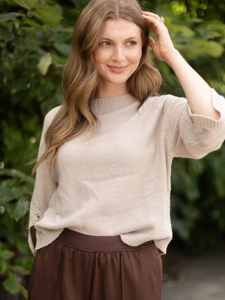 Allie Rose Moss Stitch Relaxed Sweater