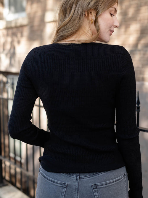 black ribbed button up cardi