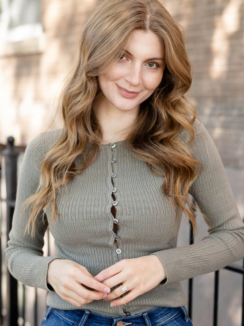 dusty olive super soft cardi