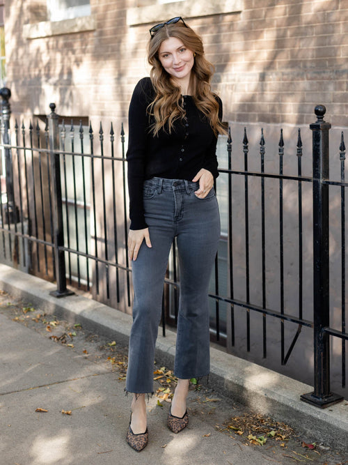 black ribbed button up cardi