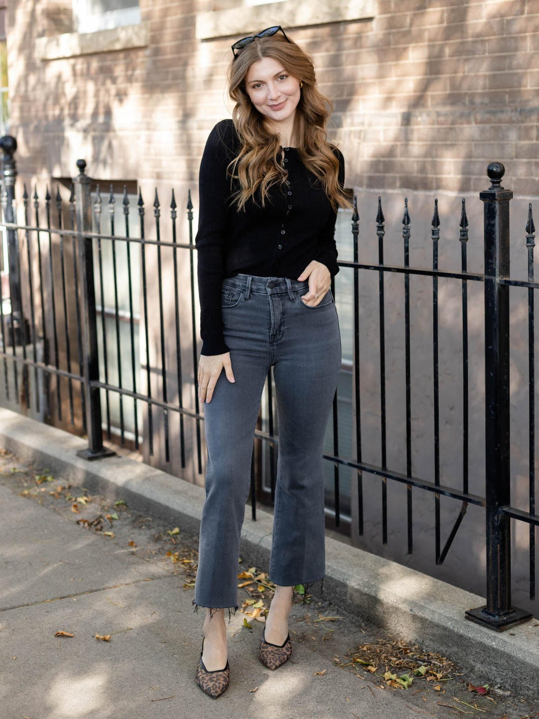 black ribbed button up cardi